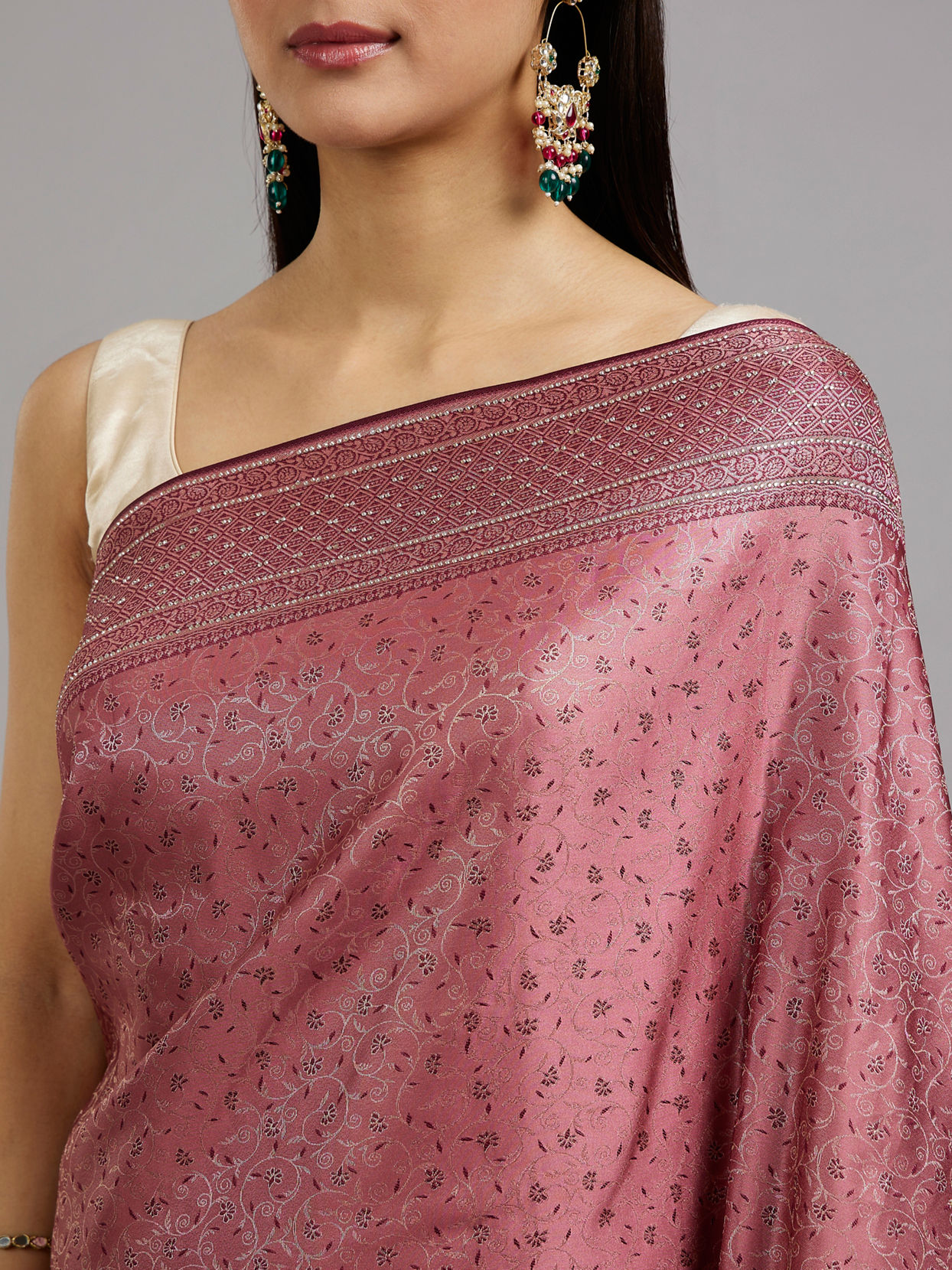 Mohey Women Dusty Pink Elegance Saree
