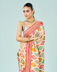 Mohey Women Radiant Cream Satin Saree