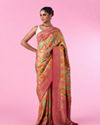 Mohey Women Radiant Mustard Yellow Satin Banarasi Saree