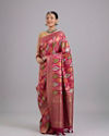 Mohey Women Enchanting Pink Satin Saree