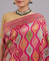 Mohey Women Enchanting Pink Satin Saree