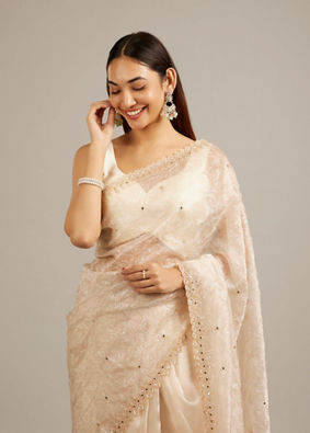 Mohey Women Elegant Cream Classic Saree