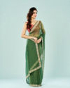 Mohey Women Emerald Enchantment Organza Saree