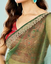 Mohey Women Emerald Enchantment Organza Saree