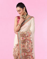 Mohey Women Elegant Cream Banarasi Saree