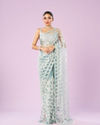 Mohey Women Ethereal Blue Net Saree