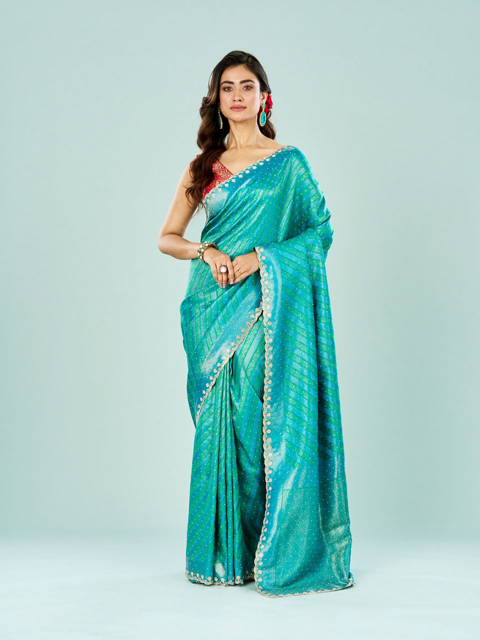 Mohey Women Festive Rama Green Elegance Saree