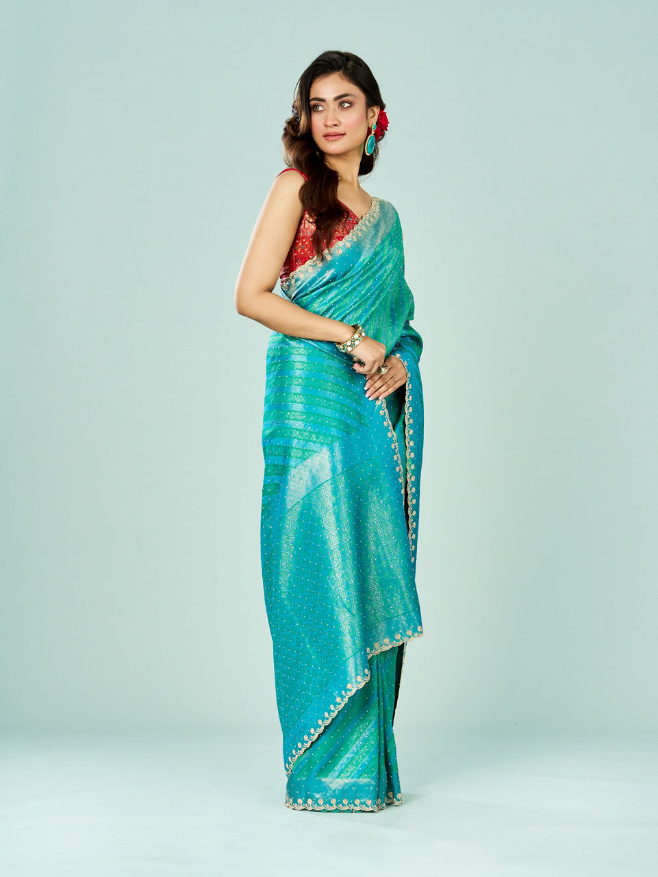 Mohey Women Festive Rama Green Elegance Saree