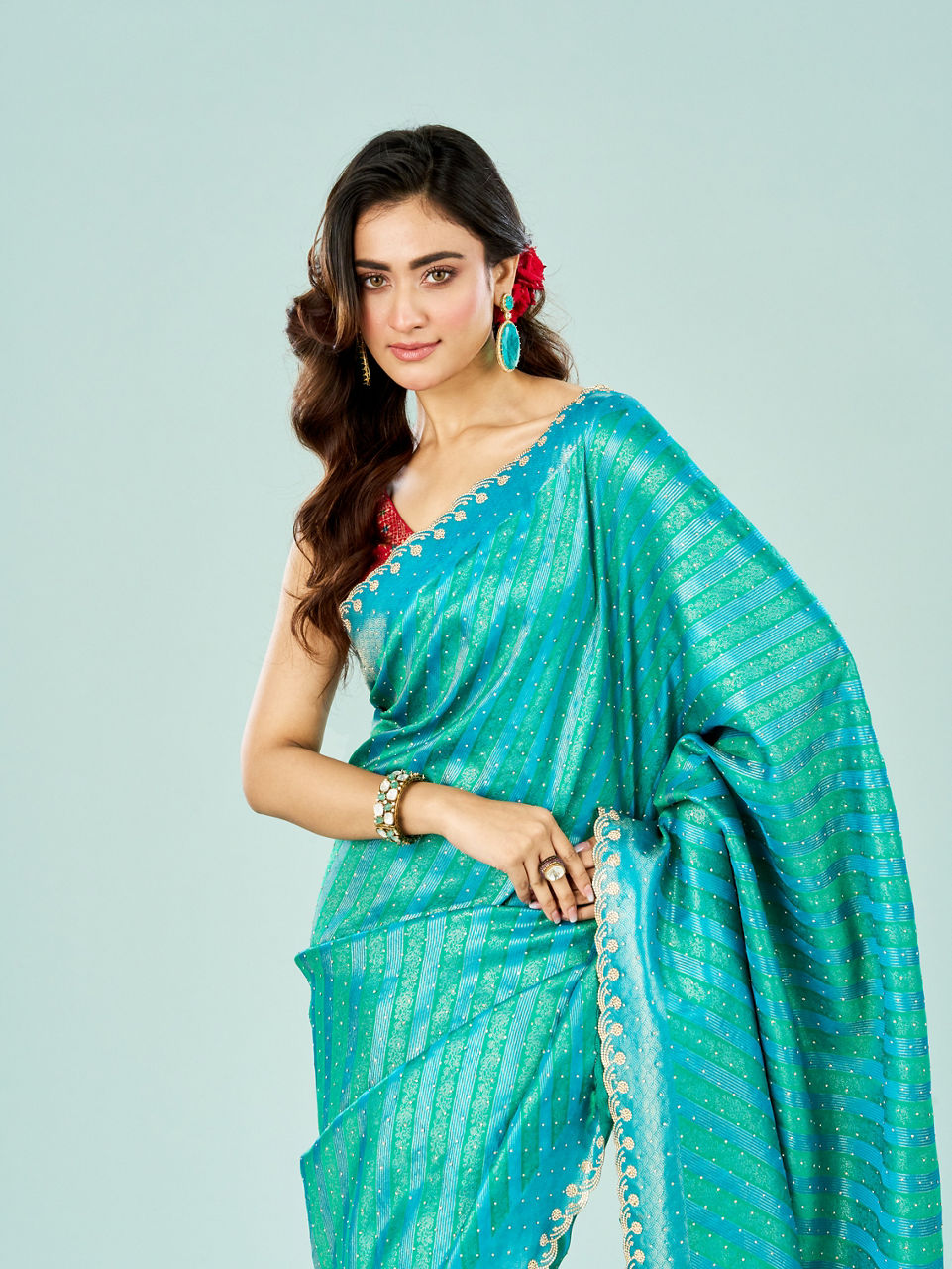 Mohey Women Festive Rama Green Elegance Saree