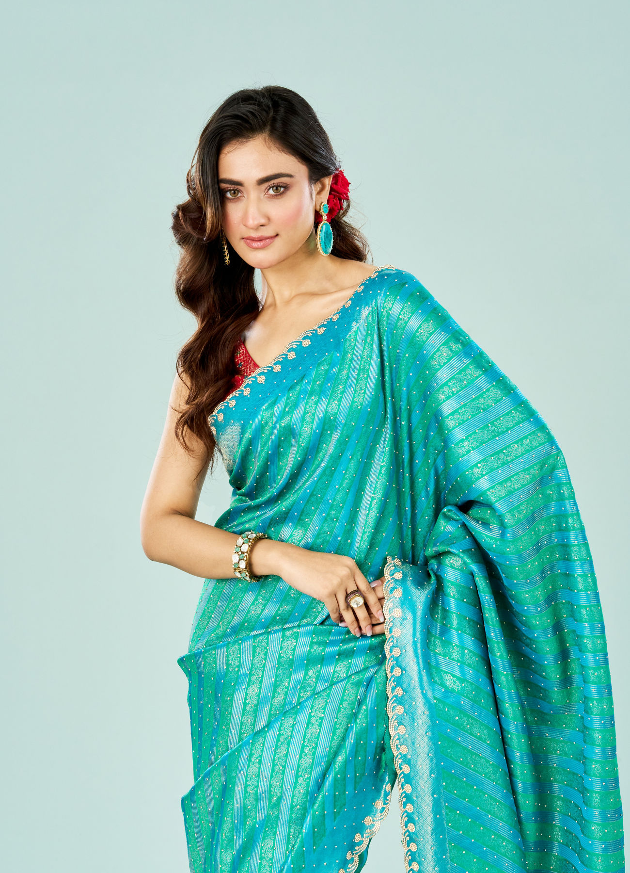 Mohey Women Festive Rama Green Elegance Saree