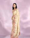 Mohey Women Enthralling Cream Organza Saree