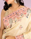 Mohey Women Enthralling Cream Organza Saree