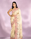 Enthralling Cream Organza Saree