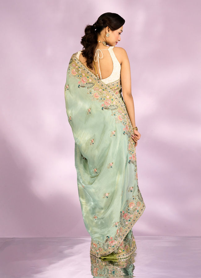 Mohey Women Sea Green Elegance Saree