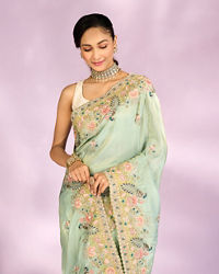 Mohey Women Sea Green Elegance Saree