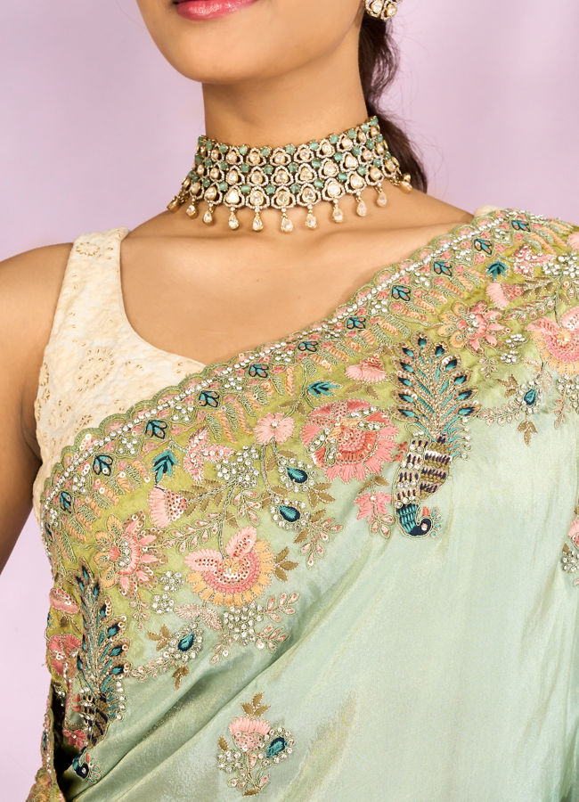Mohey Women Sea Green Elegance Saree