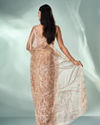 Mohey Women Fawn Net Saree with Moti and Sequin Work