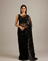 Ebony Black Sequinned Saree with Stone Embellishments