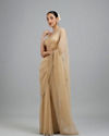 Mohey Women Beige Elegance Chinon Saree