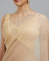 Mohey Women Beige Elegance Chinon Saree