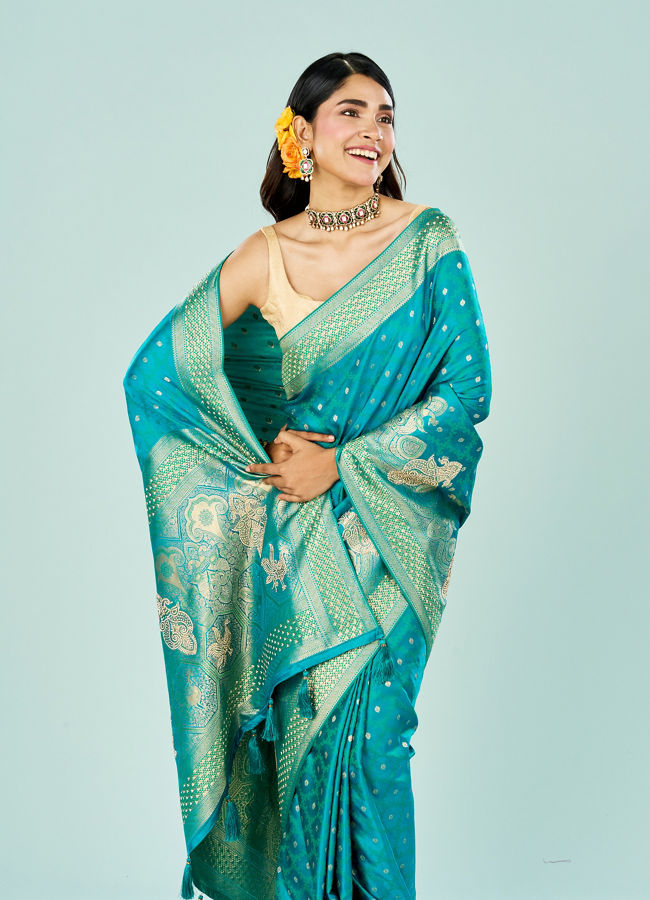 Mohey Women Elegance Defined Rama Green Saree