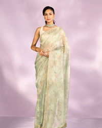 Mohey Women Pista Green Organza Saree