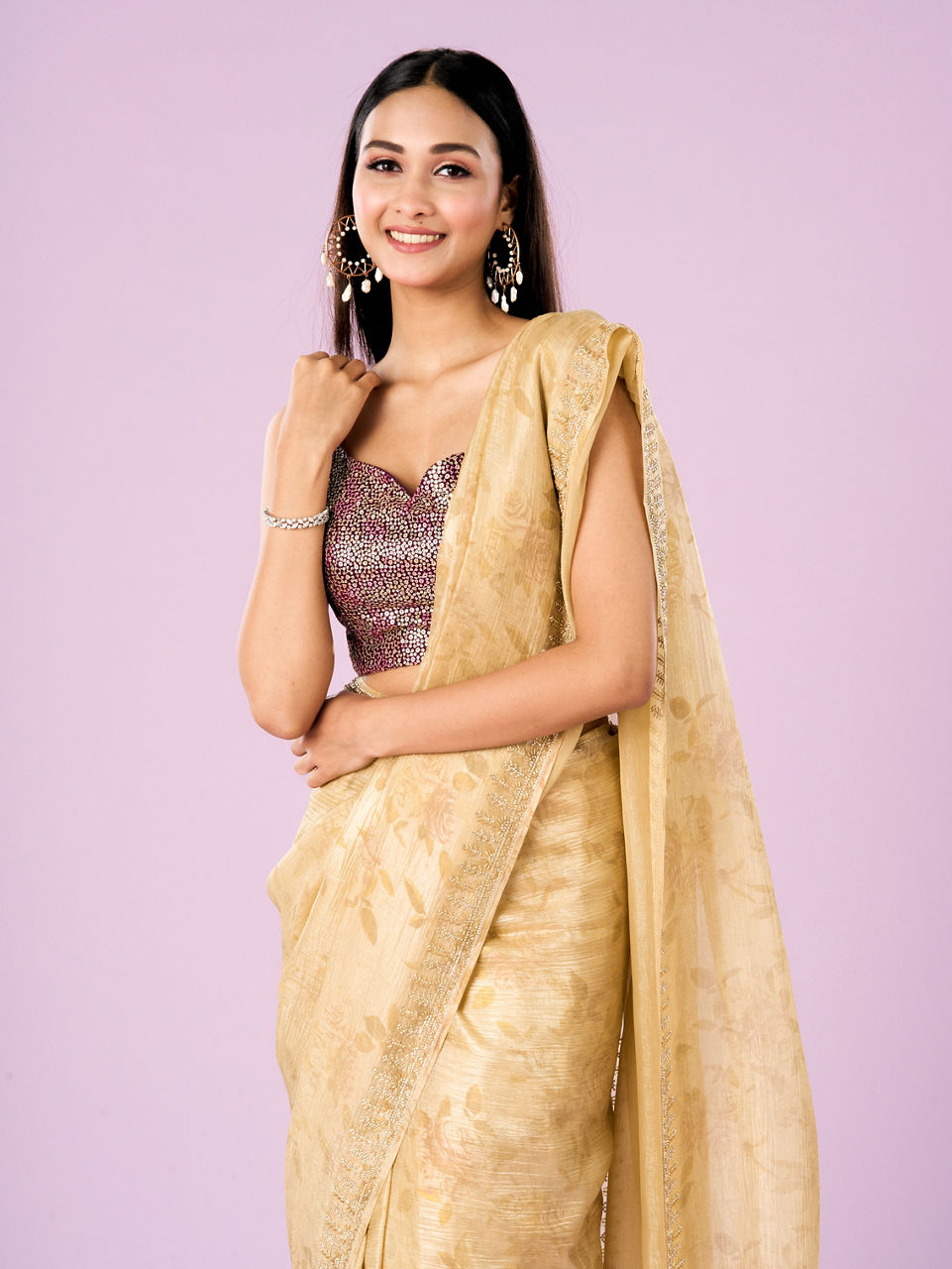 Mohey Women Sunshine Elegance Organza Saree