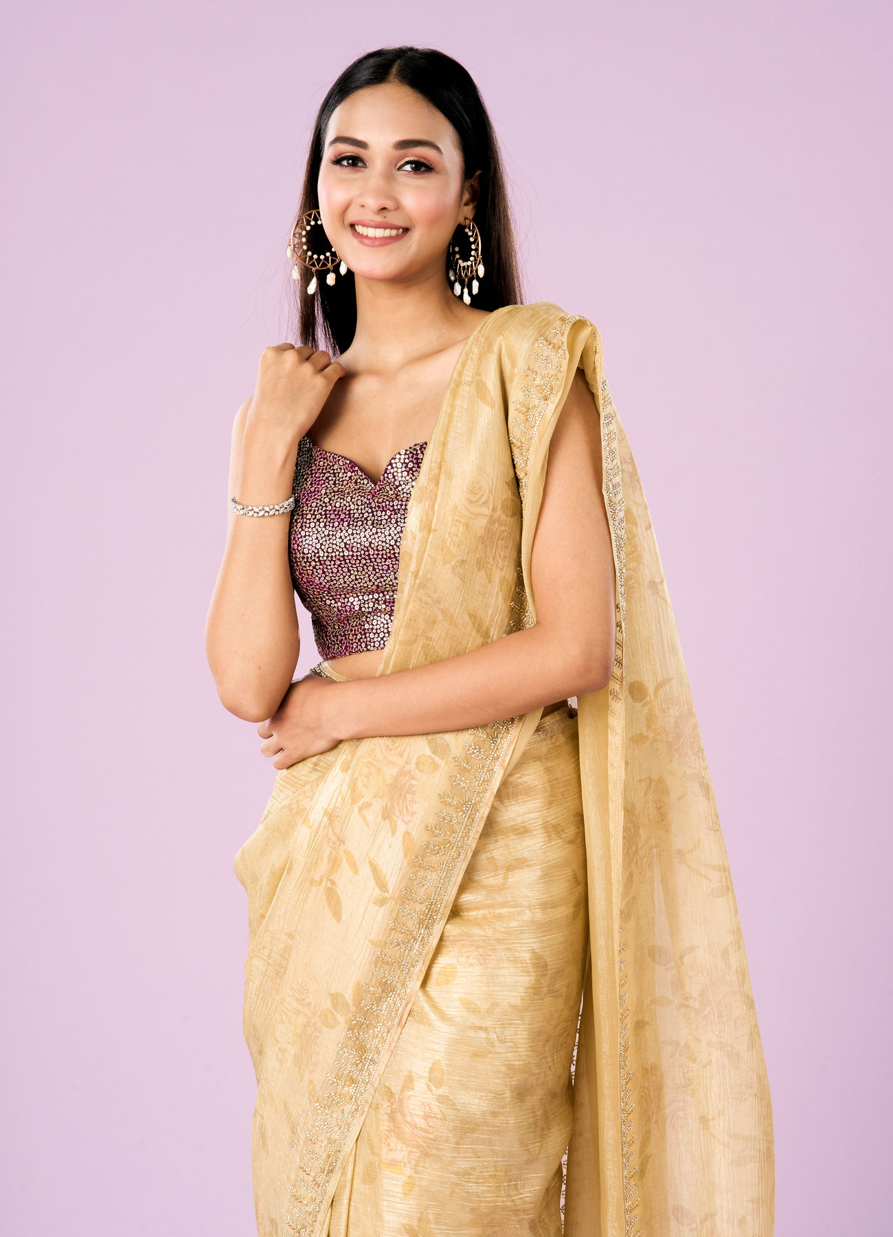 Mohey Women Sunshine Elegance Organza Saree