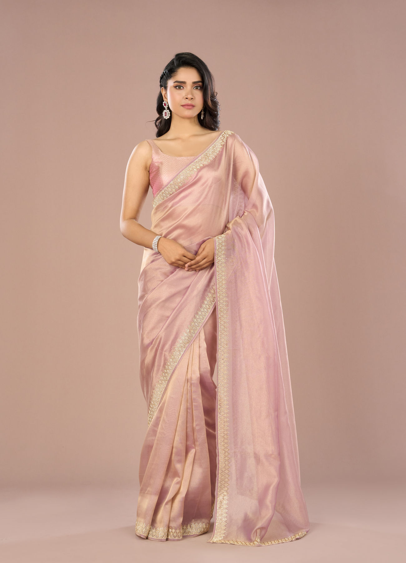 Mohey Women Organza Lilac Beauty Saree