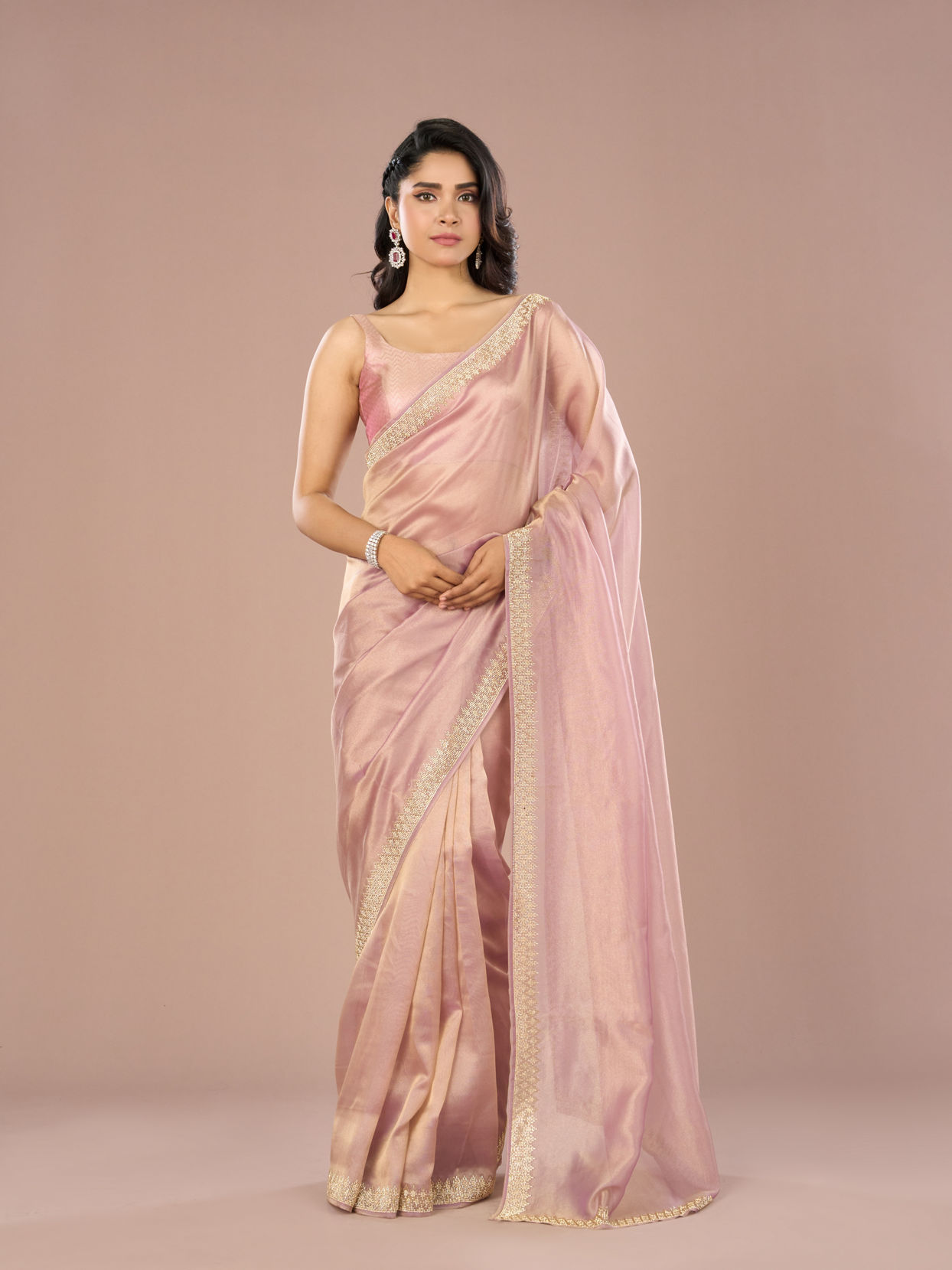 Mohey Women Organza Lilac Beauty Saree