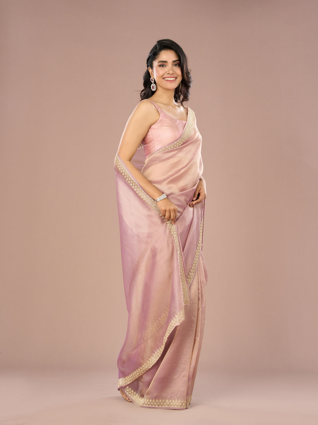 Mohey Women Organza Lilac Beauty Saree
