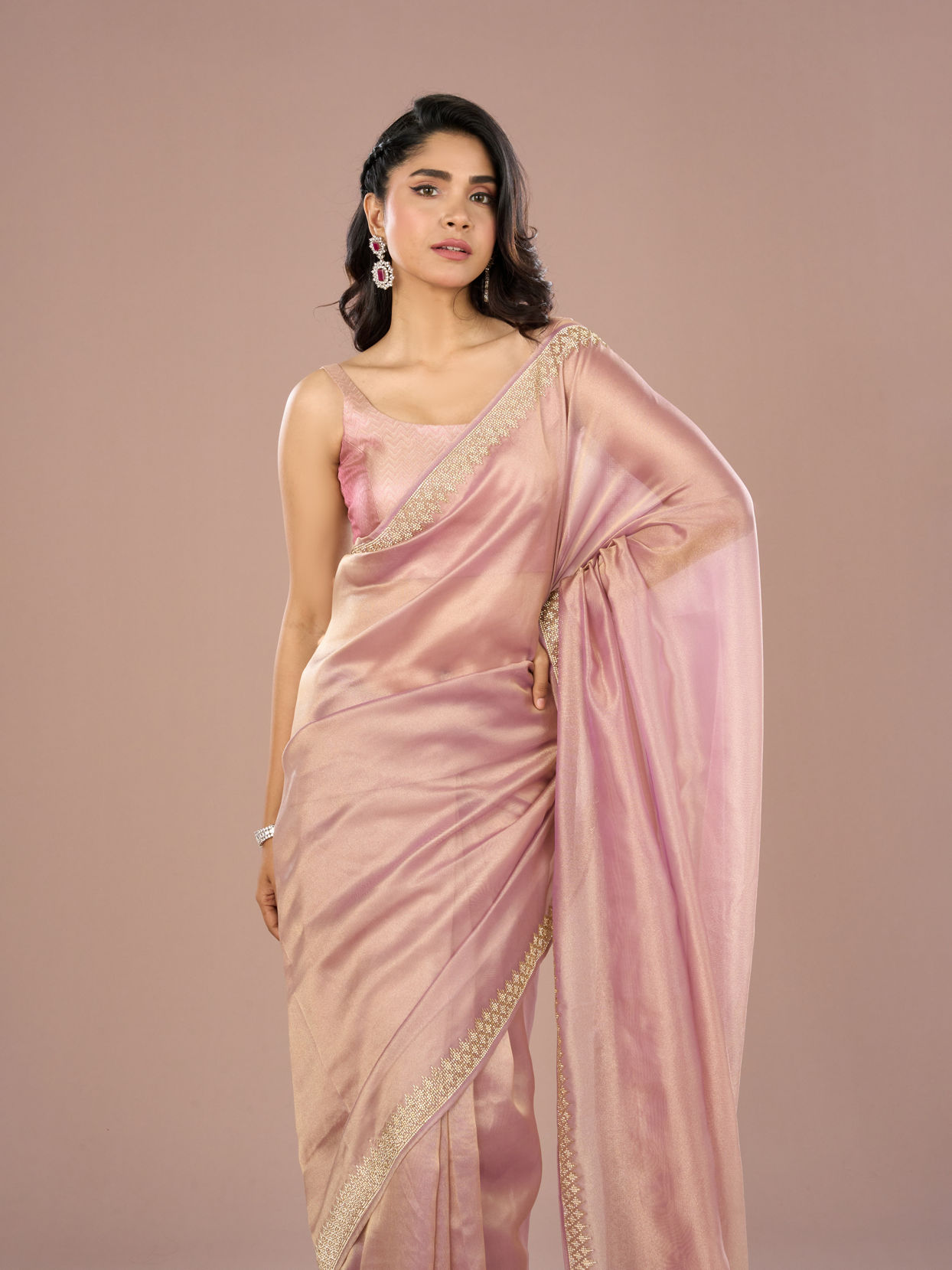 Mohey Women Organza Lilac Beauty Saree