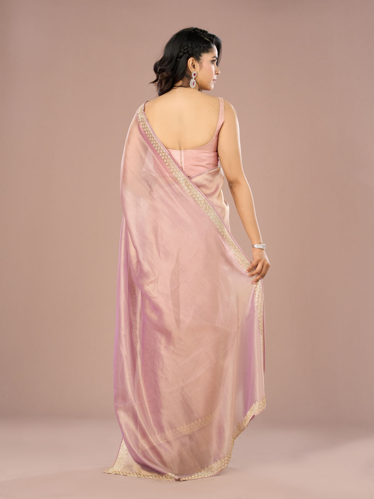 Mohey Women Organza Lilac Beauty Saree