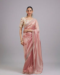 Mohey Women Dusty Pink Organza Saree