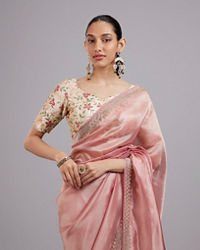 Mohey Women Dusty Pink Organza Saree