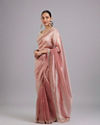 Mohey Women Dusty Pink Organza Saree