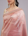 Mohey Women Dusty Pink Organza Saree