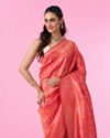 Mohey Women Orange Elegance Banarasi Saree