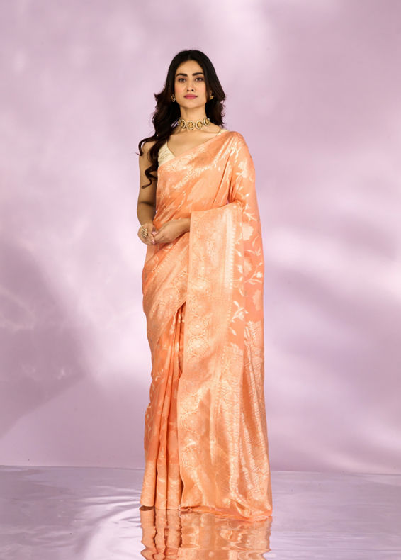 Mohey Women Celestial Orange Charm Saree