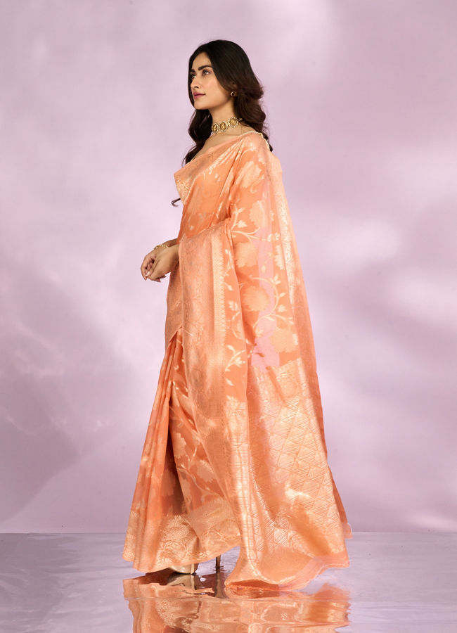 Mohey Women Celestial Orange Charm Saree