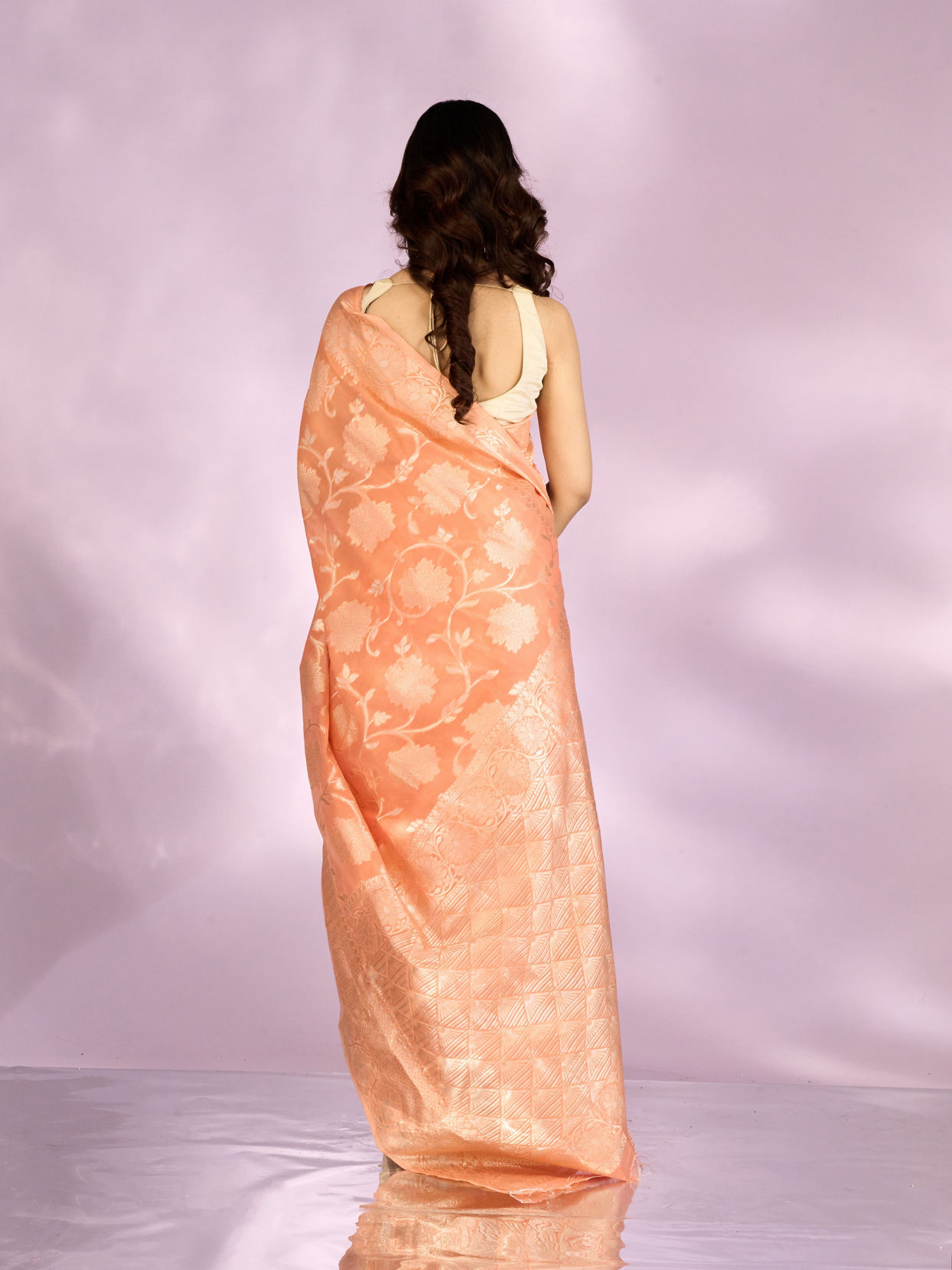 Mohey Women Celestial Orange Charm Saree