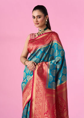 Mohey Women Radiant Blue Elegance Saree