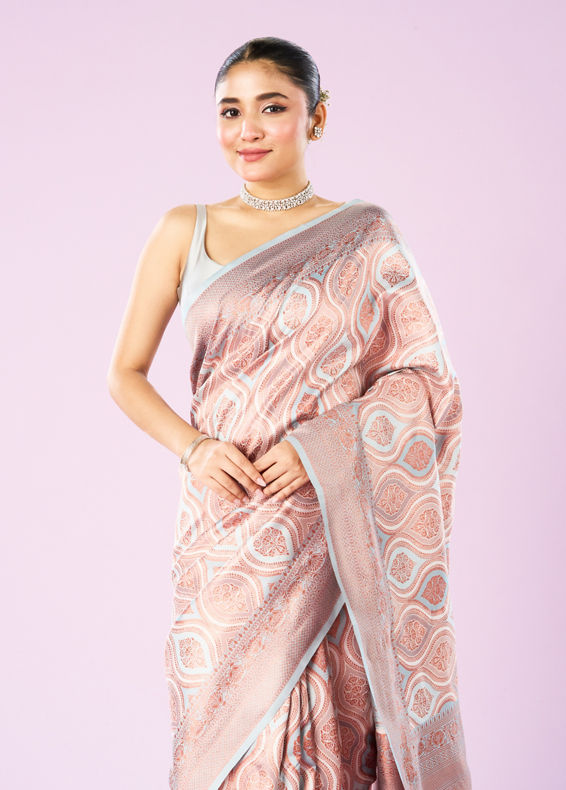 Mohey Women Light Blue Art Silk Saree