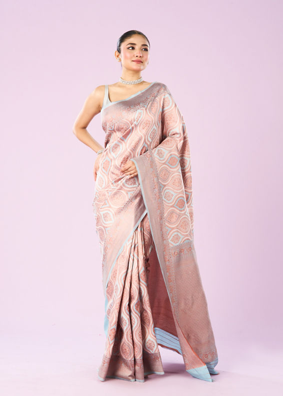 Mohey Women Light Blue Art Silk Saree