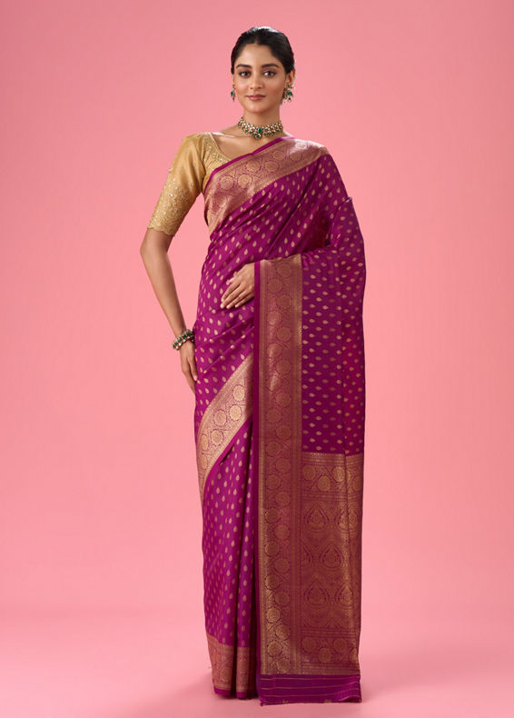 Mohey Women Wine Red Festivity Saree