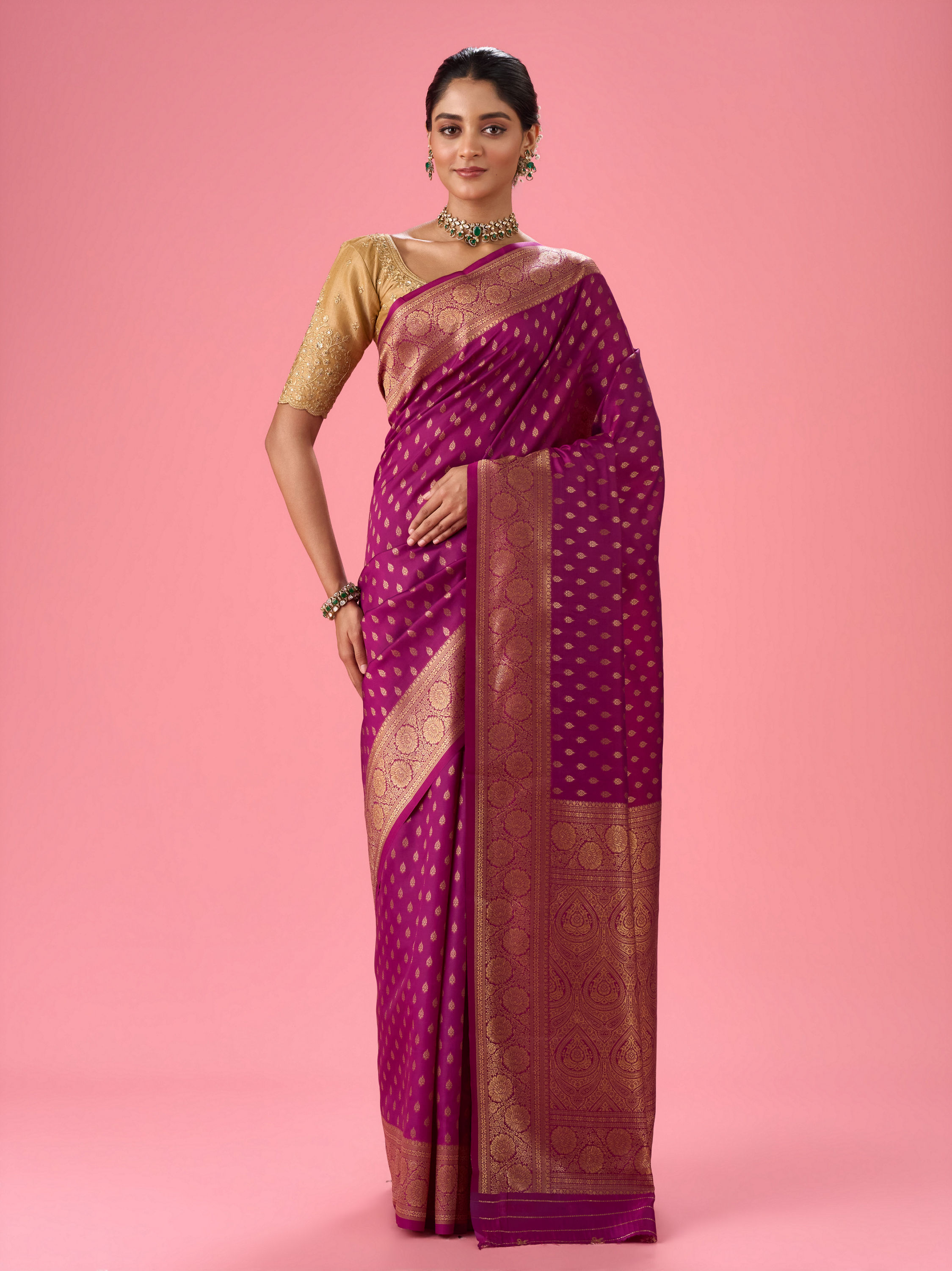 Mohey Women Wine Red Festivity Saree