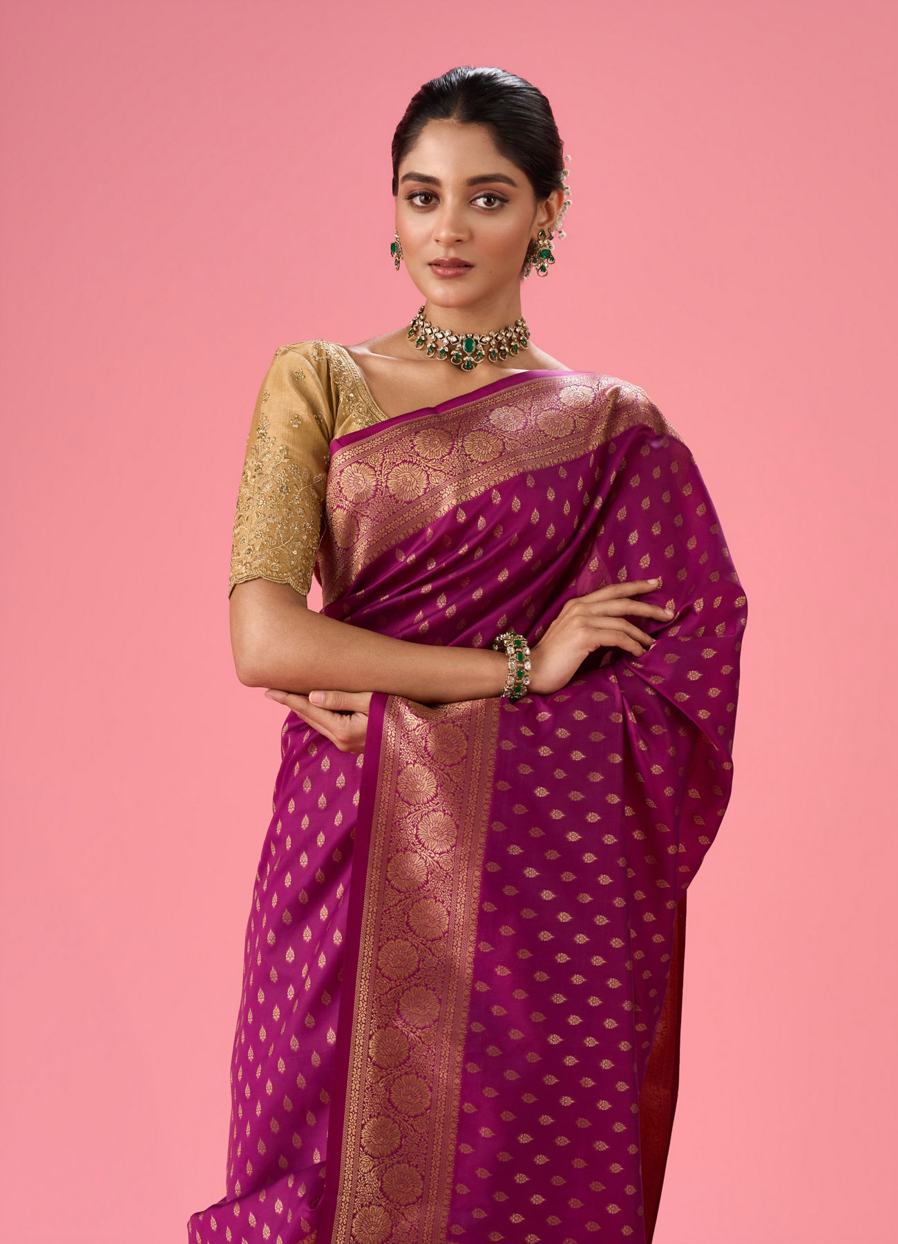 Mohey Women Wine Red Festivity Saree