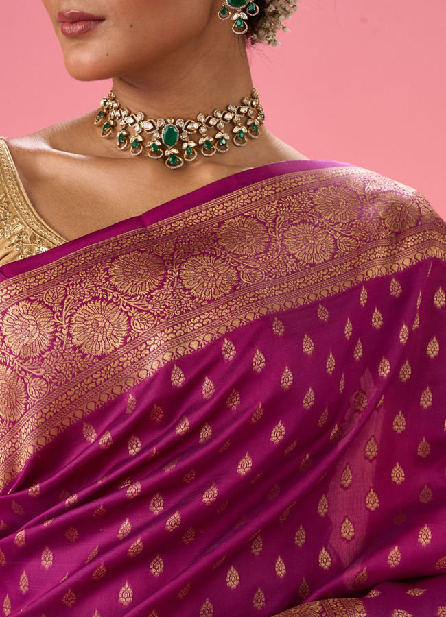 Mohey Women Wine Red Festivity Saree