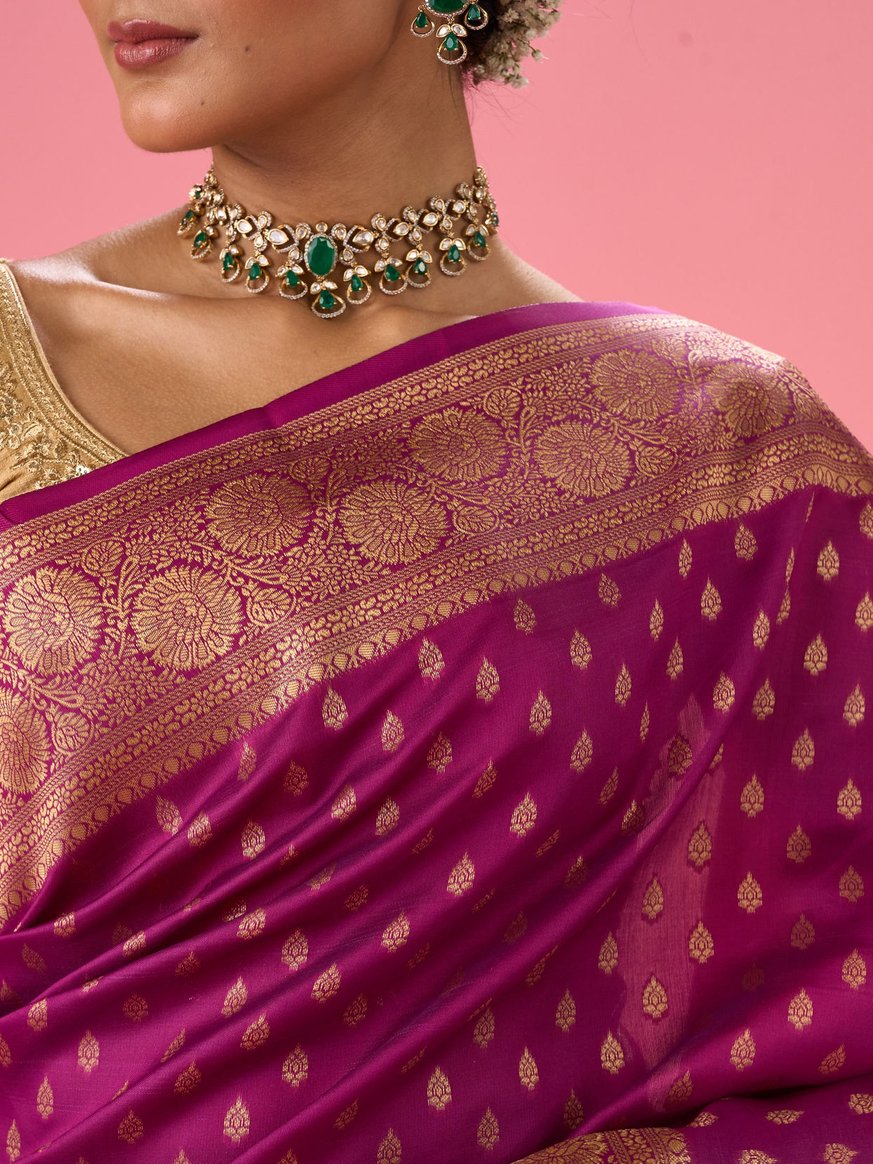 Mohey Women Wine Red Festivity Saree