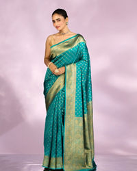 Mohey Women Gleaming Rama Green Silk Saree
